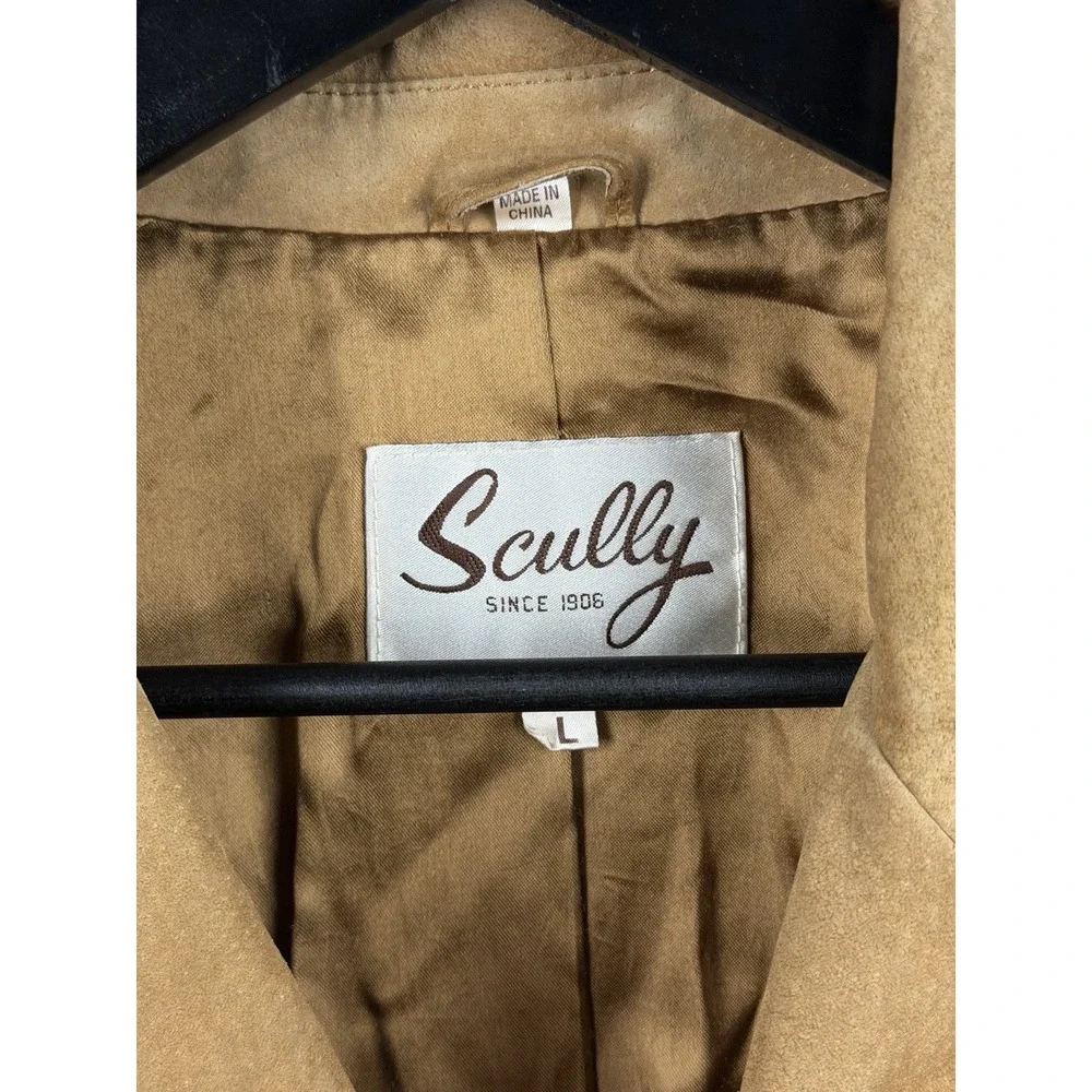 Scully Western Two Button Jacket Leatherwork Brown Suede Blazer Size L